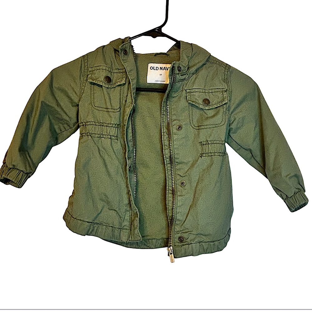 Hooded Twill Utility Scout Jacket Olive for This Toddler Girls Size 2T